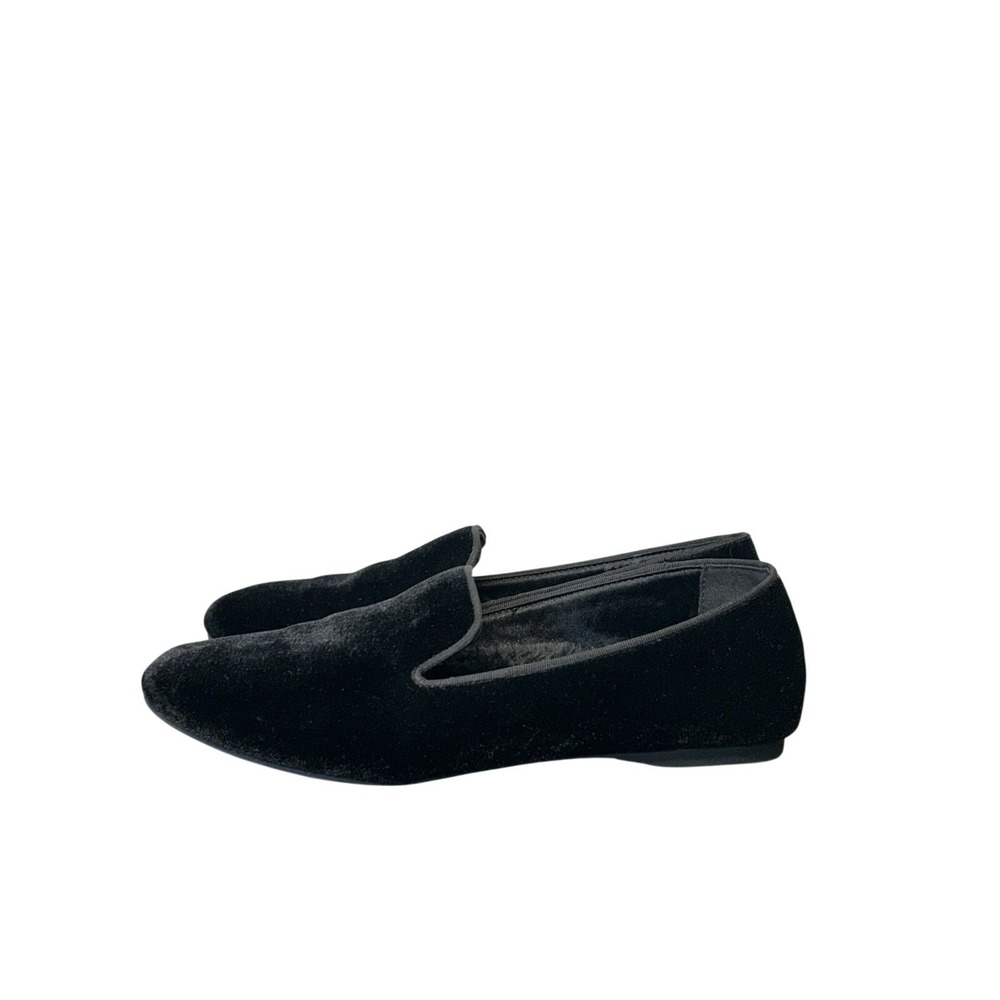 Birdies The Starling Black Velvet Loafers Faux Fur Lined Smoking Slippers 8.5